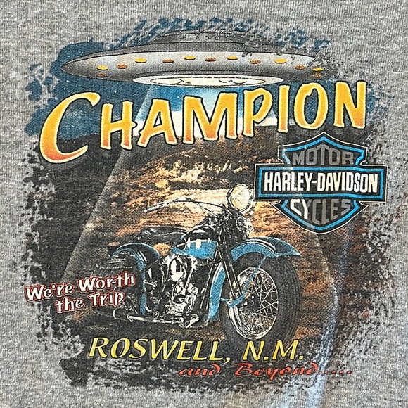 Vintage 90s Harley Davidson Roswell NM Long Sleeve Tee Womens Large Gray Fitted - Picture 10 of 10